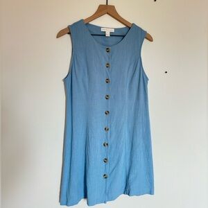 Chic Button-Down Blue Midi Dress